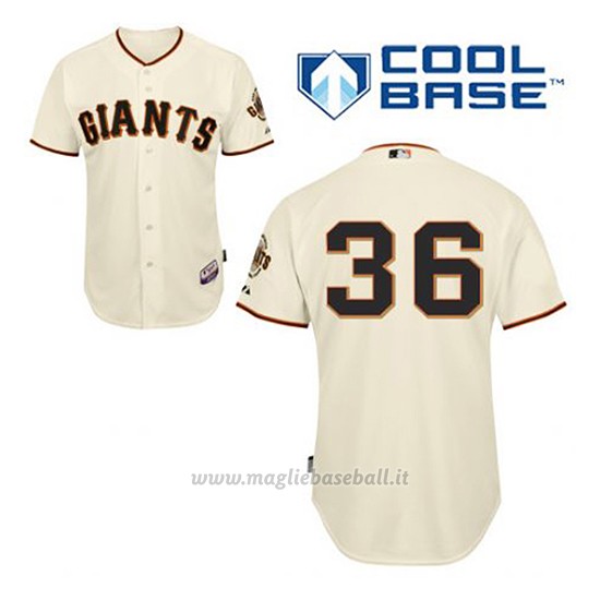 Maglia Baseball Uomo San Francisco Giants Gaylord Perry 36 Crema 1ªCool Base